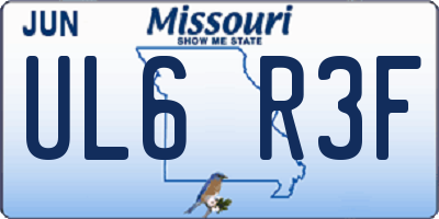 MO license plate UL6R3F