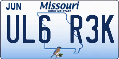 MO license plate UL6R3K