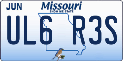 MO license plate UL6R3S