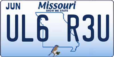 MO license plate UL6R3U