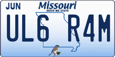 MO license plate UL6R4M