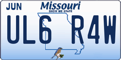 MO license plate UL6R4W