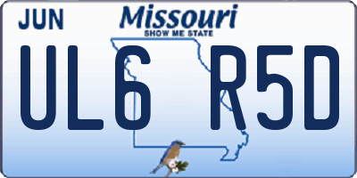 MO license plate UL6R5D