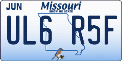 MO license plate UL6R5F