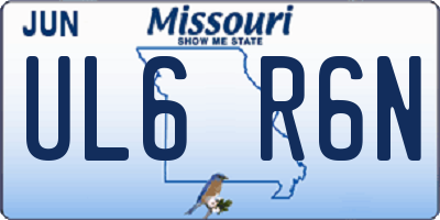 MO license plate UL6R6N