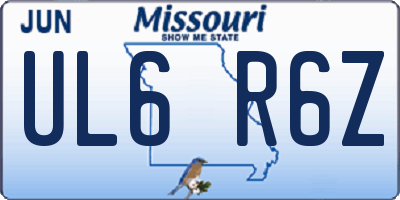 MO license plate UL6R6Z