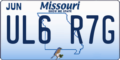 MO license plate UL6R7G