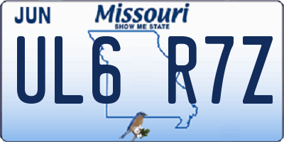 MO license plate UL6R7Z
