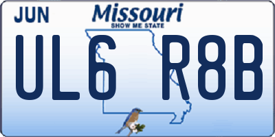 MO license plate UL6R8B