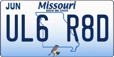 MO license plate UL6R8D