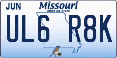 MO license plate UL6R8K