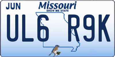 MO license plate UL6R9K