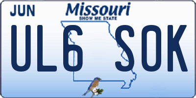 MO license plate UL6S0K