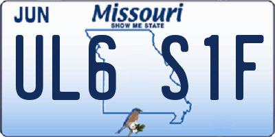 MO license plate UL6S1F