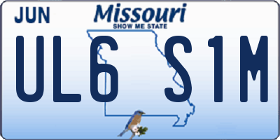 MO license plate UL6S1M