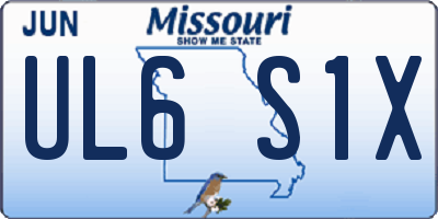 MO license plate UL6S1X