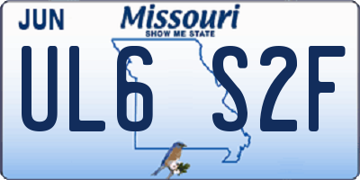 MO license plate UL6S2F