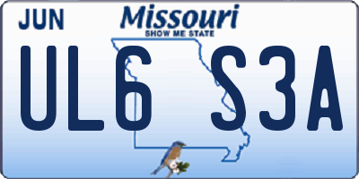 MO license plate UL6S3A