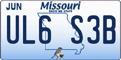 MO license plate UL6S3B