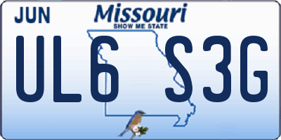 MO license plate UL6S3G