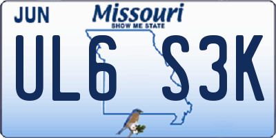 MO license plate UL6S3K