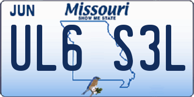 MO license plate UL6S3L