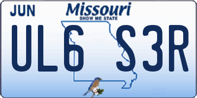 MO license plate UL6S3R