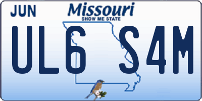 MO license plate UL6S4M