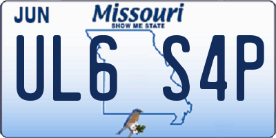 MO license plate UL6S4P