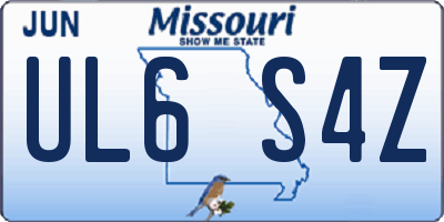 MO license plate UL6S4Z