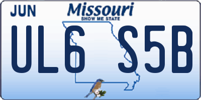 MO license plate UL6S5B
