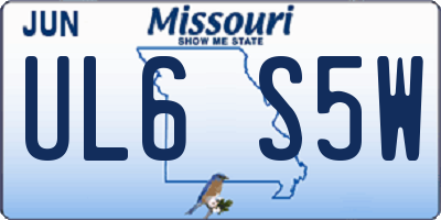 MO license plate UL6S5W