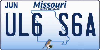 MO license plate UL6S6A