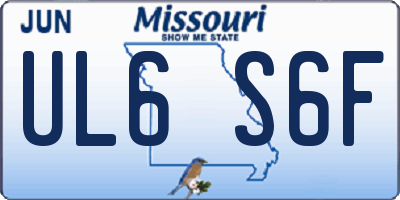 MO license plate UL6S6F