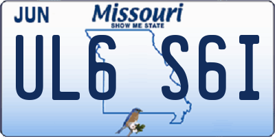MO license plate UL6S6I