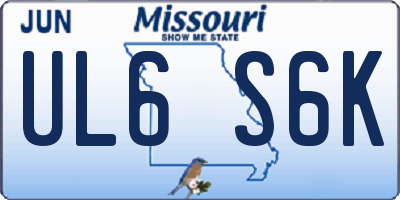 MO license plate UL6S6K