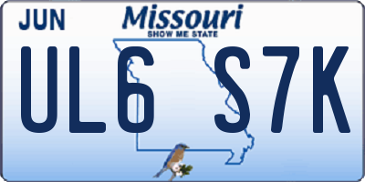 MO license plate UL6S7K