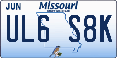 MO license plate UL6S8K