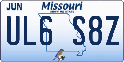 MO license plate UL6S8Z