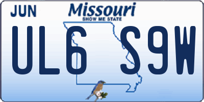 MO license plate UL6S9W