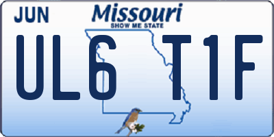 MO license plate UL6T1F