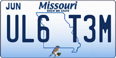 MO license plate UL6T3M