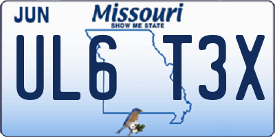 MO license plate UL6T3X