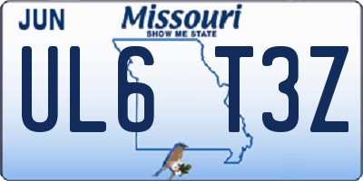 MO license plate UL6T3Z