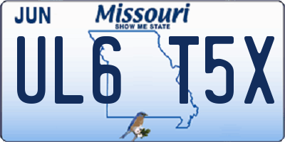 MO license plate UL6T5X