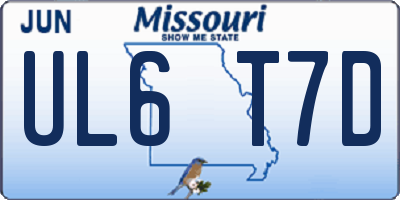 MO license plate UL6T7D