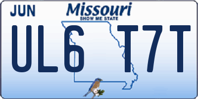 MO license plate UL6T7T