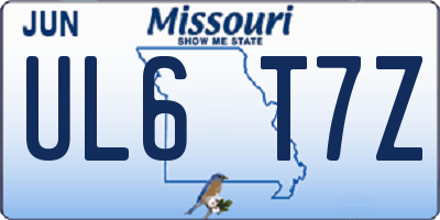 MO license plate UL6T7Z