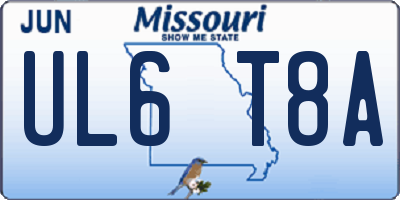 MO license plate UL6T8A