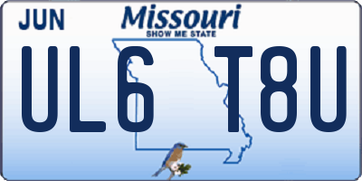 MO license plate UL6T8U